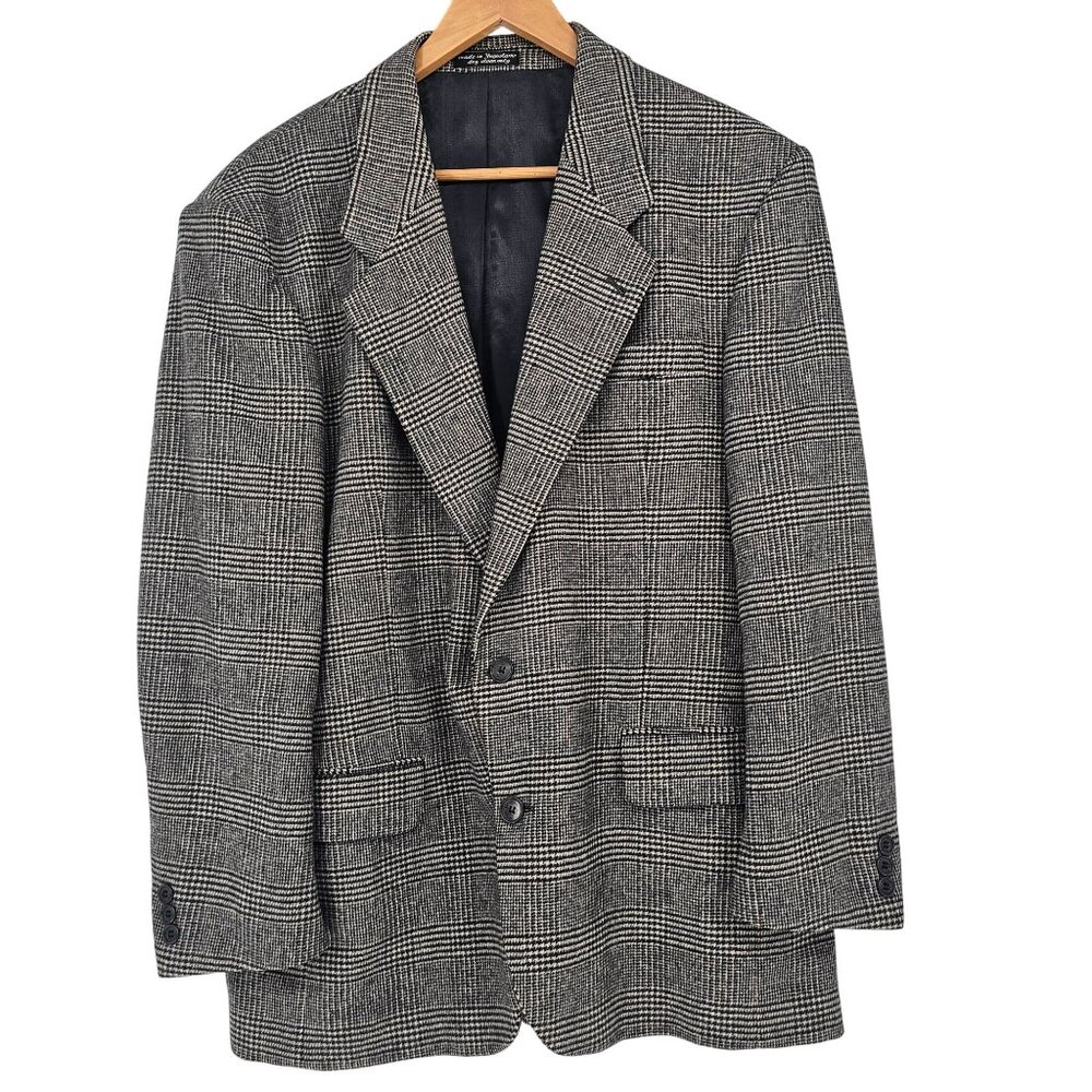 Christian Aujard Cashmere Blazer 42R Glen‎ Check Plaid Office Luxury Gentleman